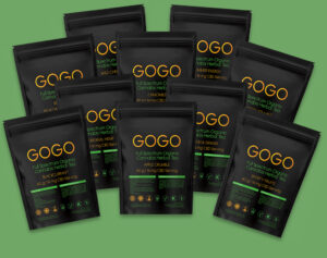 Variety of CBD tea blends from GOGO Green Organics, featuring over 21 options