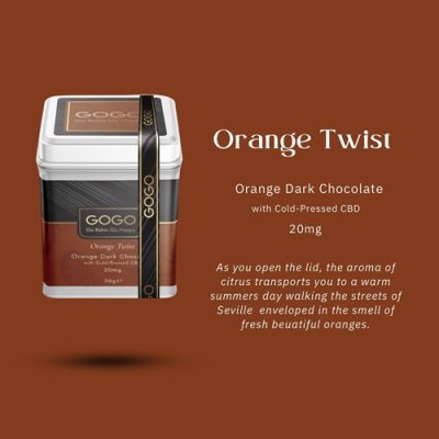 Banner featuring orange chocolate products from Gogogreen Organics